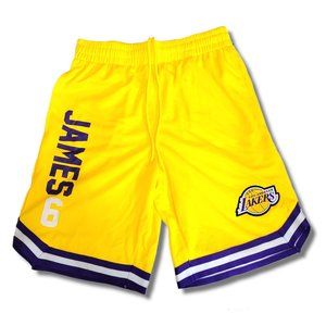 NBA UNK Lebron James #6 LA Lakers Basketball Jersey Shorts Gold Yellow vsmc288f